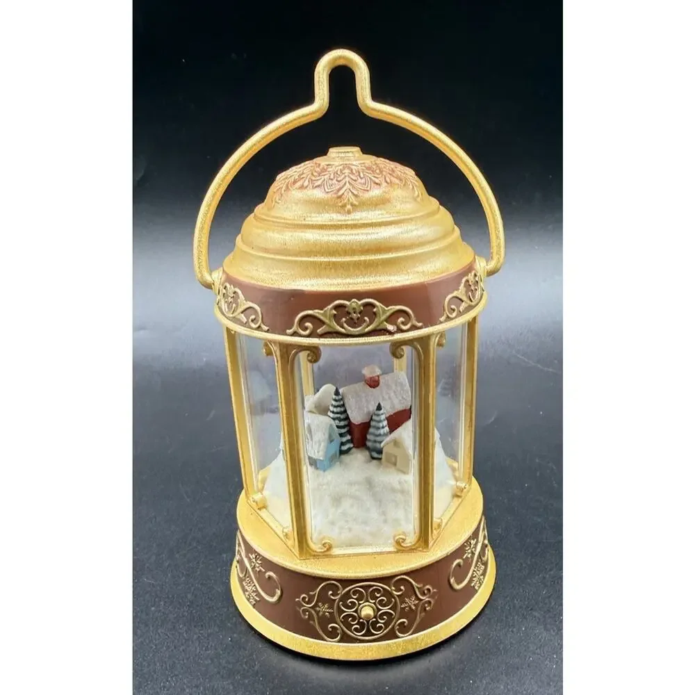 HALLMARK Santa's Magic Lantern Snowy Houses Magic Light Sound Ornament Lo16